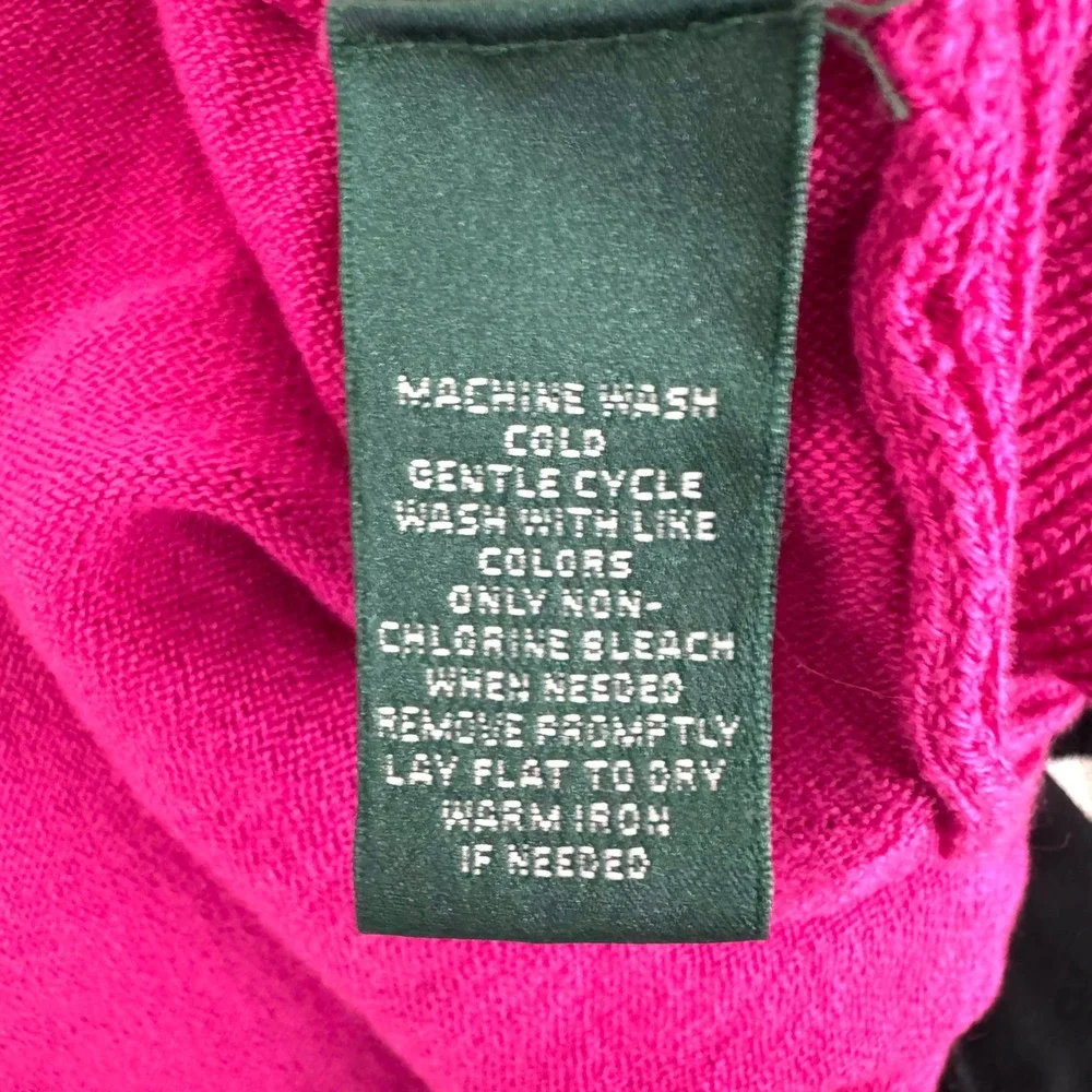 Lauren Ralph Lauren Cardigan Womens 1X Magenta Cotton‎ Ribbed Shawl Shawl Collar